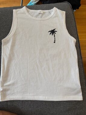 Kids White Palm-Print Tank Top